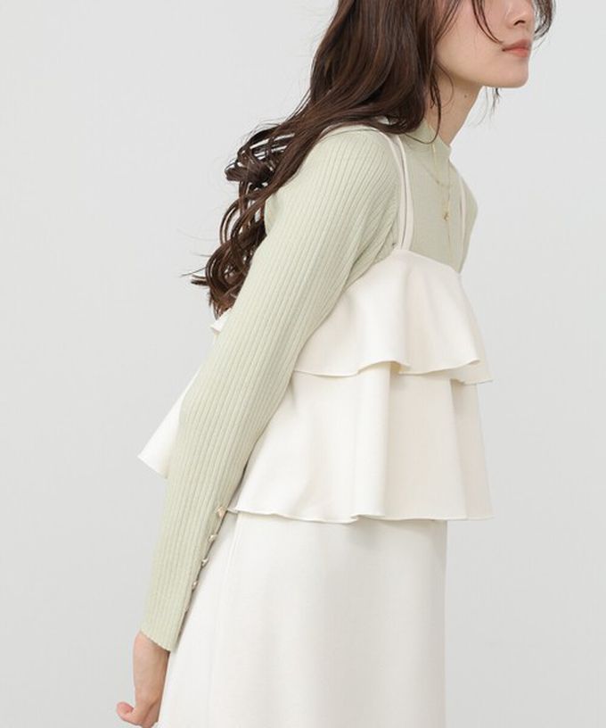 日本 Bab - 優雅綁帶層疊喬其紗細肩帶洋裝-摩卡