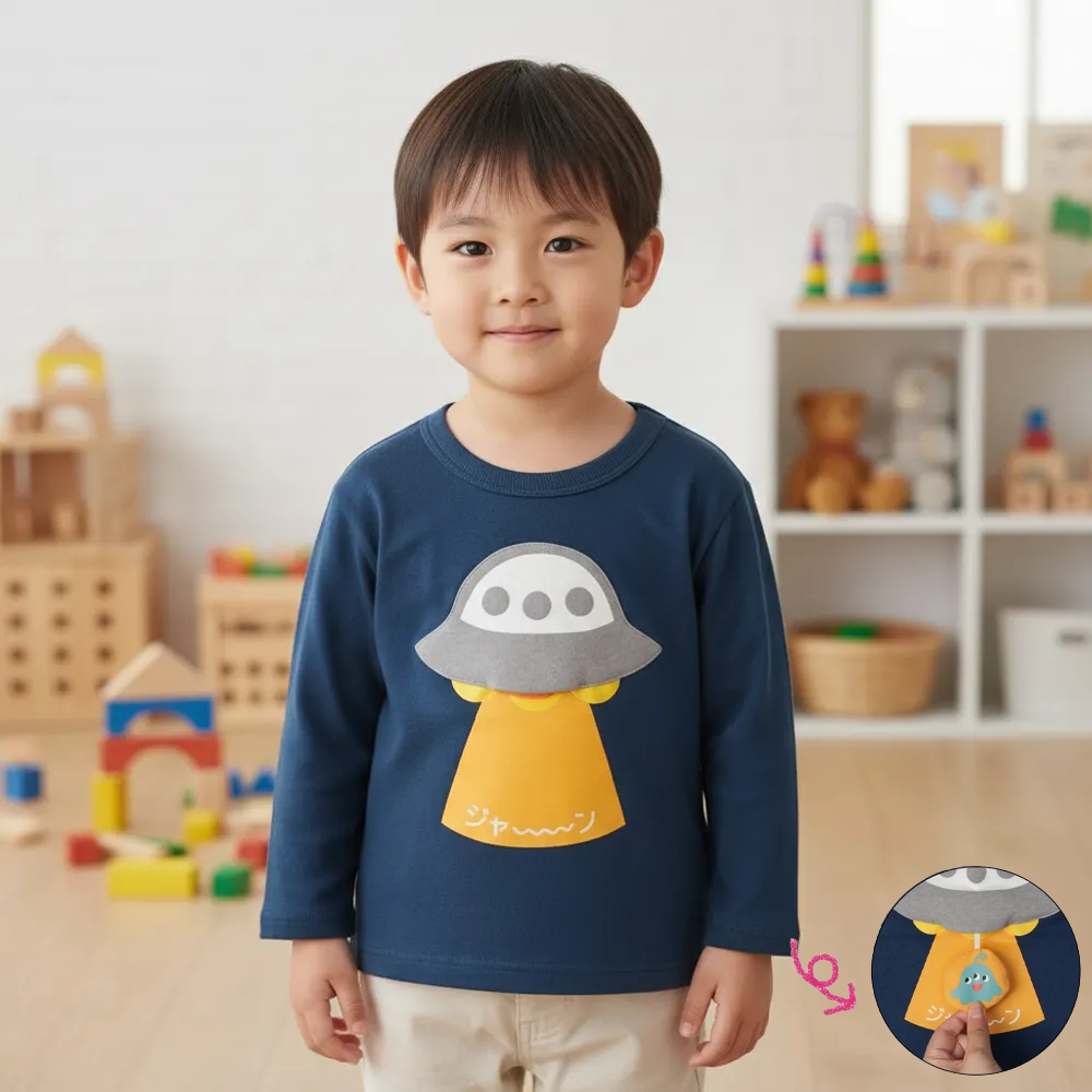 長袖休閒上衣-趣味造型-深藍色