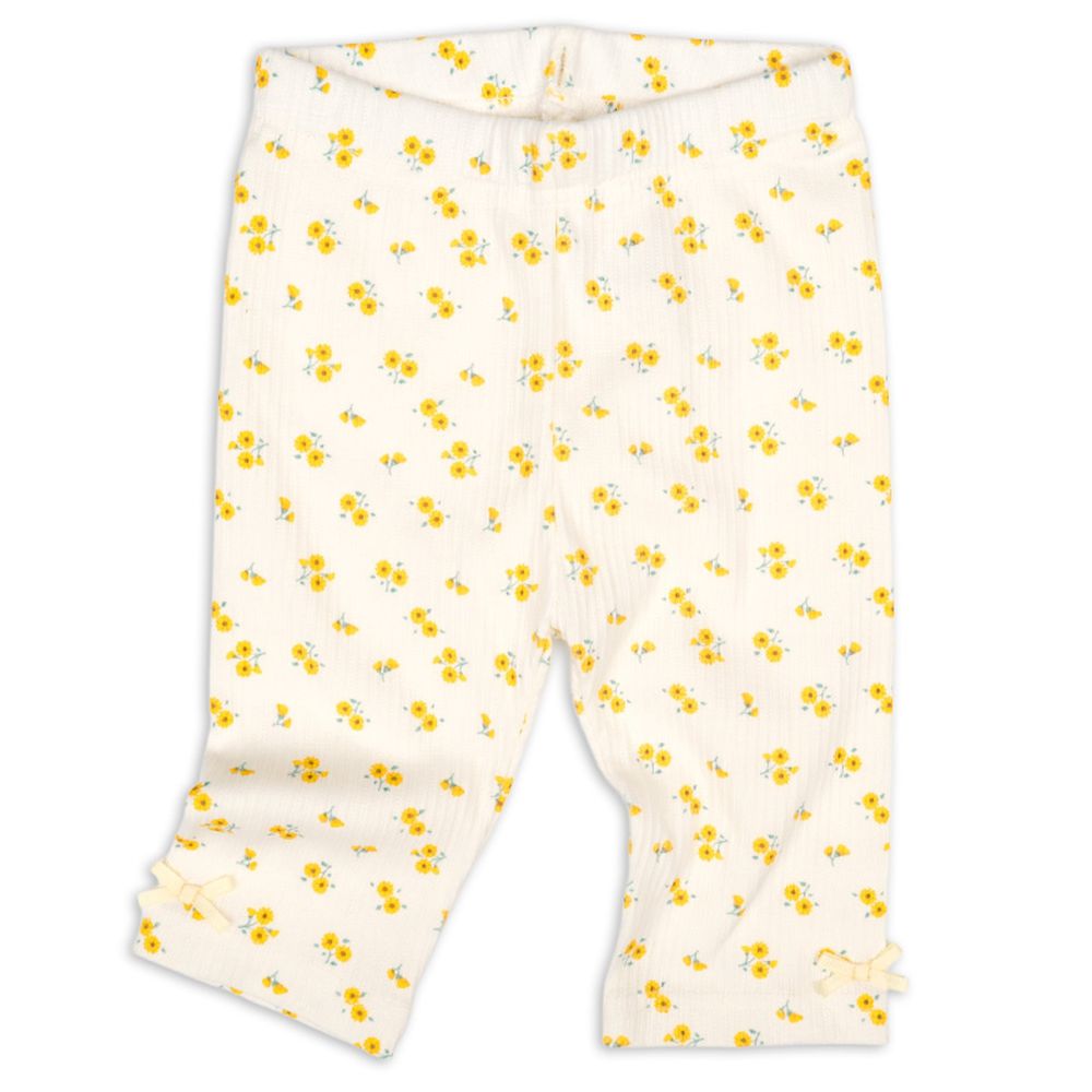 5分內搭褲-羅紋緹花-黃色