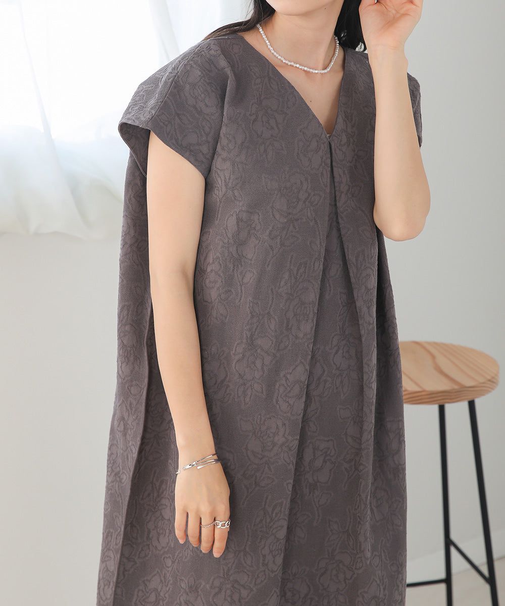 日本 Bab - 2WAY質感棉麻法式袖洋裝-米杏