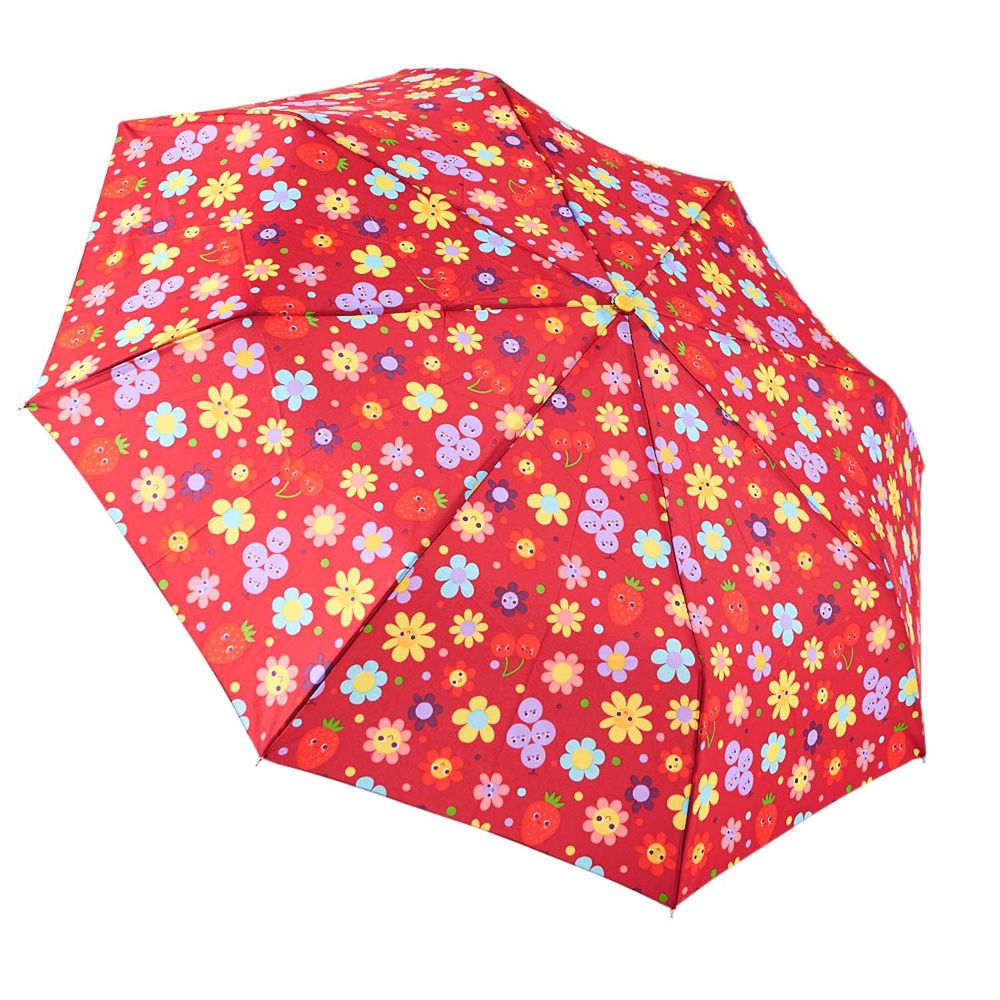 Rainstory - 抗UV個人加大自動傘-水果花朵(紅)-自動開收傘
