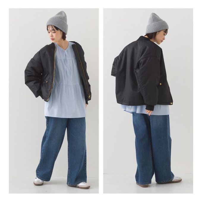 日本 OMNES - 輕盈經典光澤感MA-1飛行外套-黑