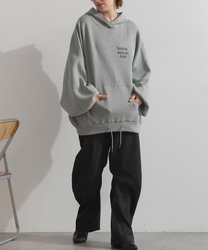 日本 Lupilien - Sunday休閒寬大版型針織帽T-海軍藍