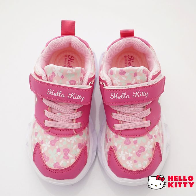 hello kitty 小花電燈炫亮款(中小童段)-休閒鞋-粉
