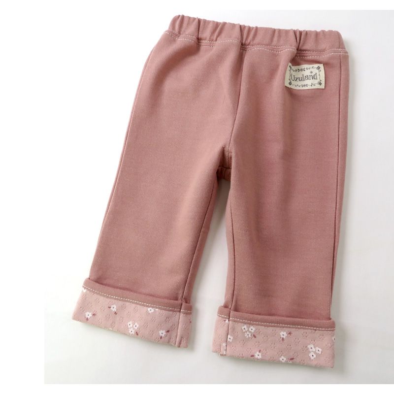 日本 ZOOLAND - 丹寧針織拼接七分褲-蝴蝶結-粉