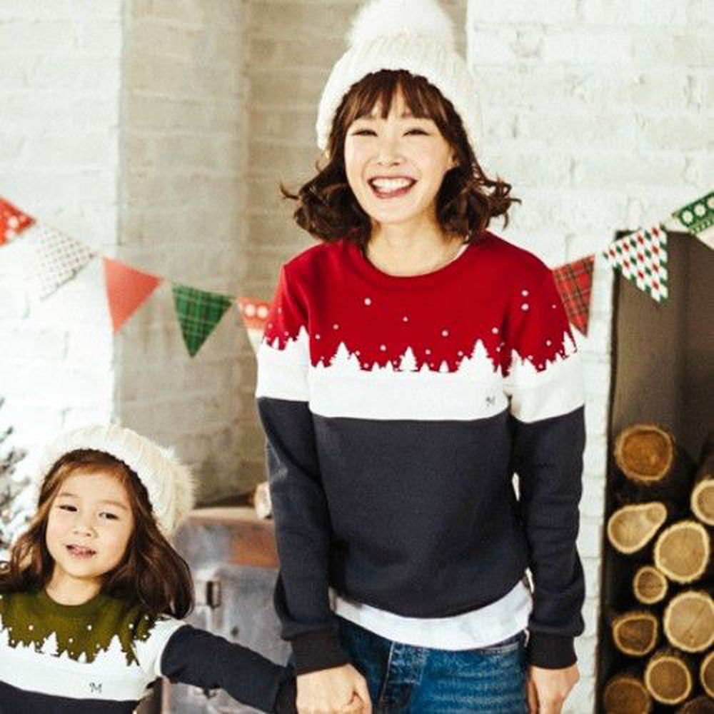 韓國 Monfimafi - 起絨溫馨聖誕親子裝-媽咪-紅
