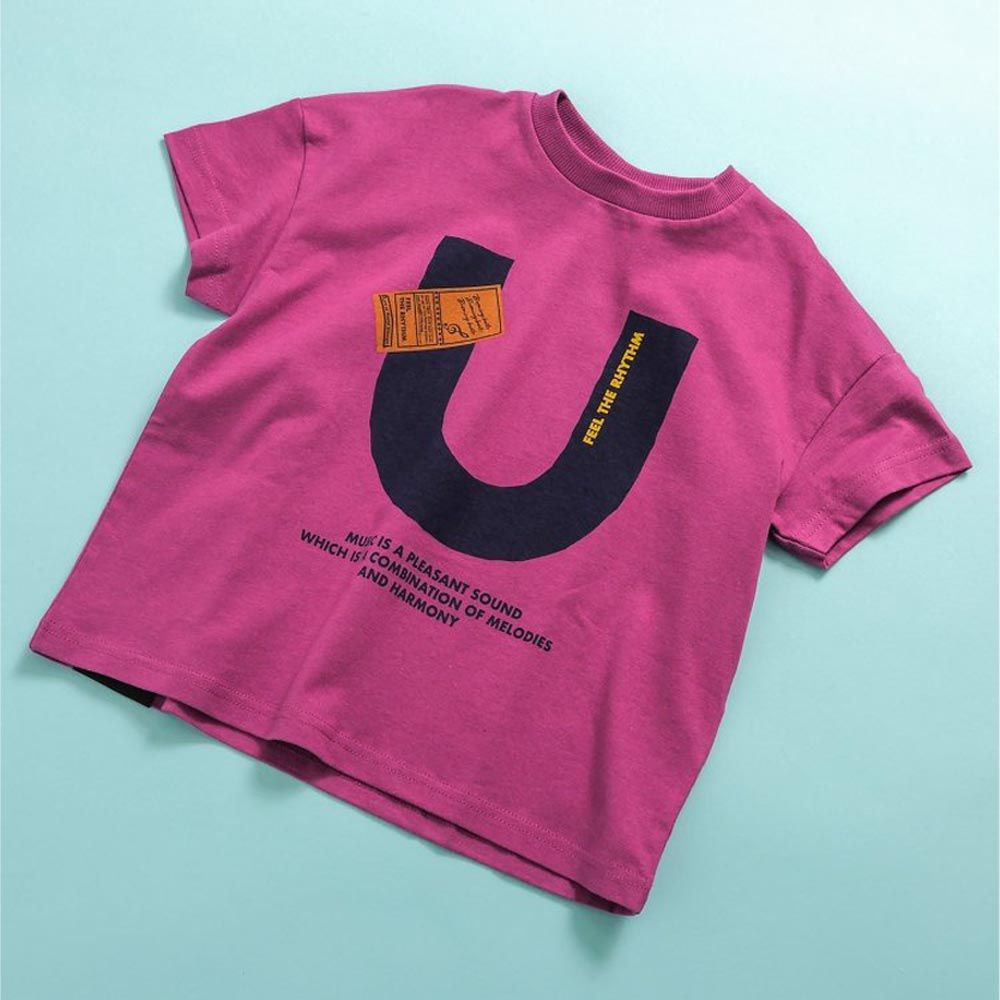 日本 BREEZE - [百搭]街頭風印花短袖T恤-紫羅蘭