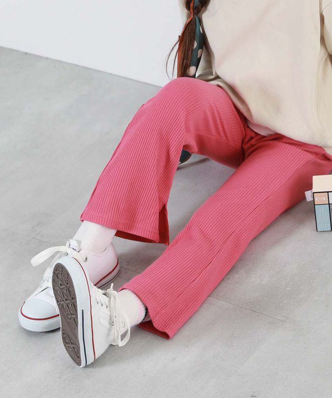 日本 devirock - 俐落羅紋開衩喇叭寬褲-黃