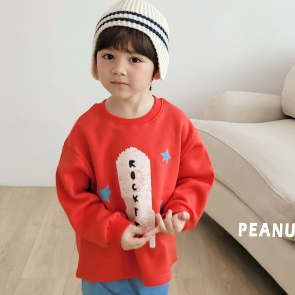 Peanuts House (內磨毛)塗鴉火箭長袖上衣-紅