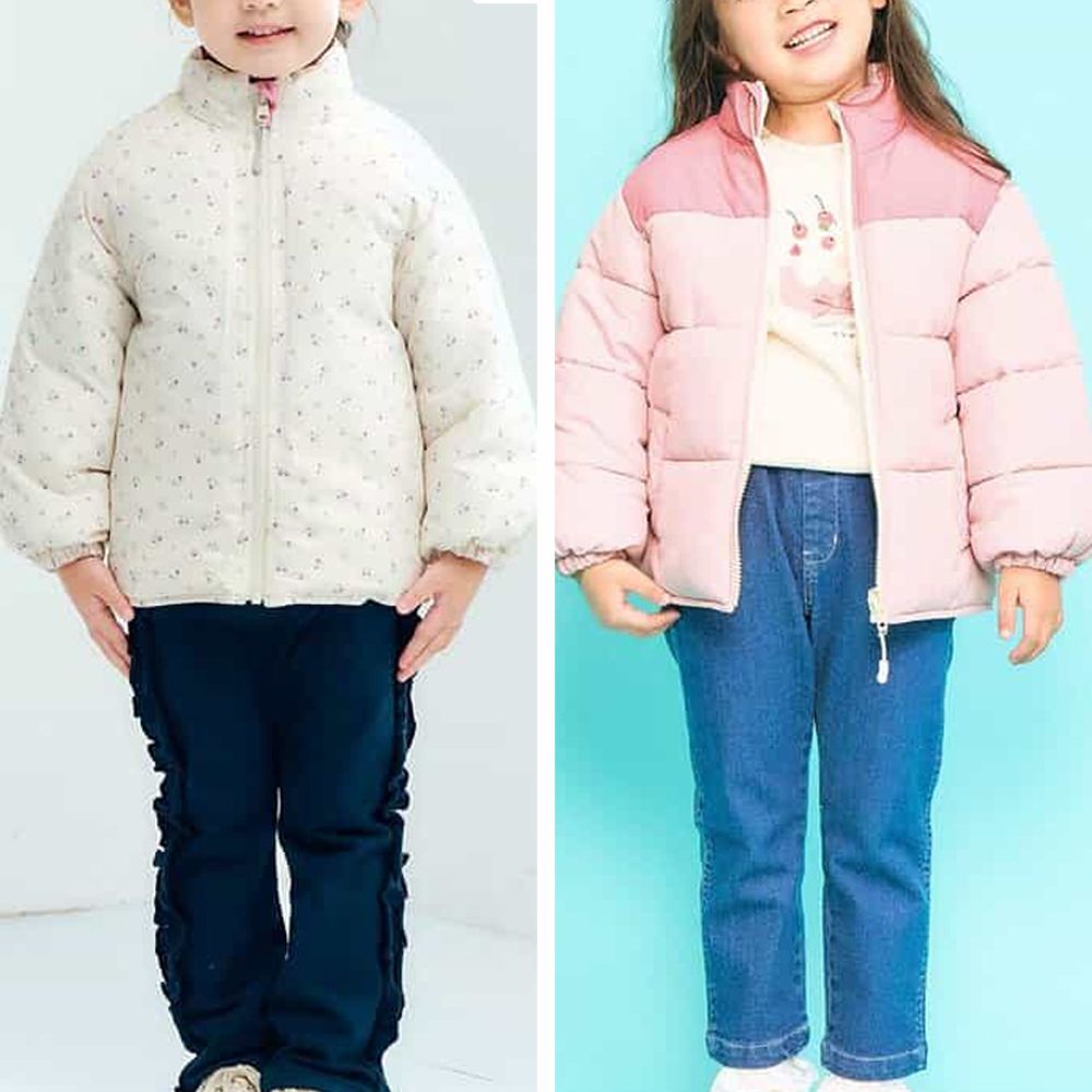 可機洗 雙面穿輕薄保暖科技羽絨外套-小花-粉紅X白