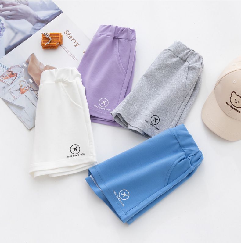 FANMOU - 奧爾棉腰鬆緊運動短褲-飛機-藍色