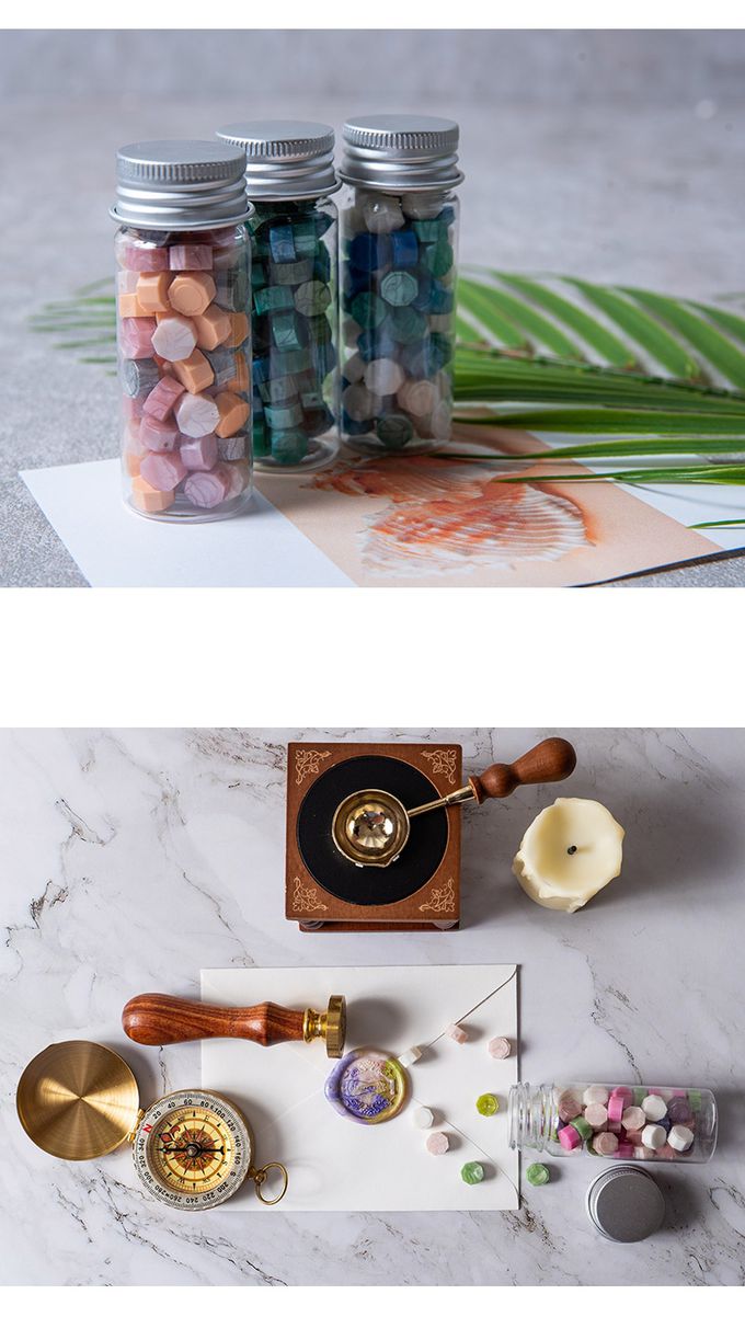 韓國 Sealhouse - 特調混多色蠟粒-海螺-粉X橘X銀-約80粒