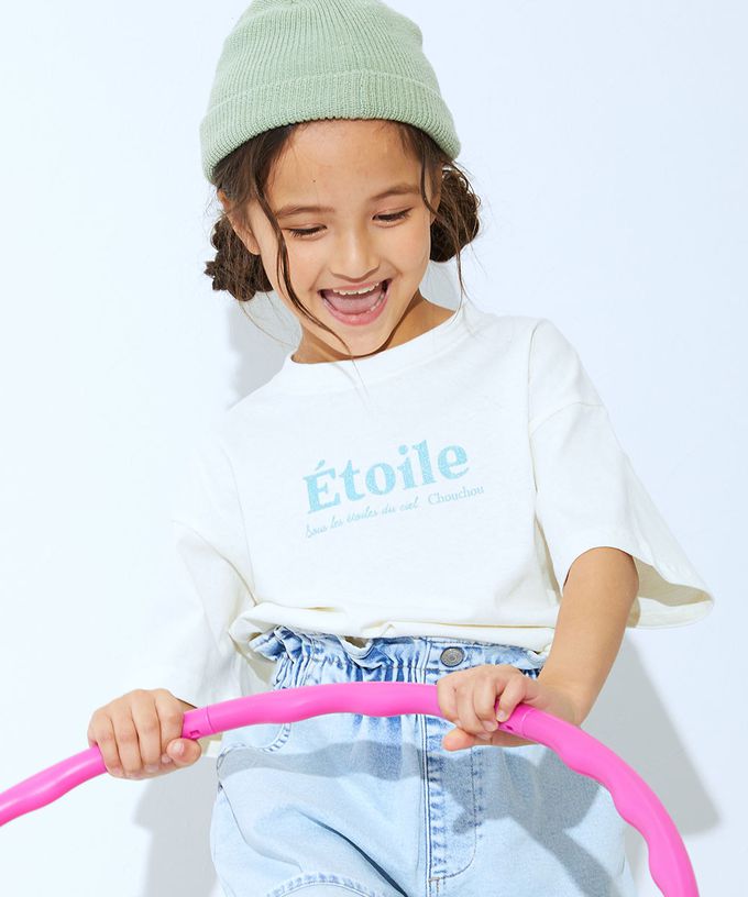 日本 devirock - 100%棉 定番可愛女孩印花短袖上衣-玫瑰-淺紫