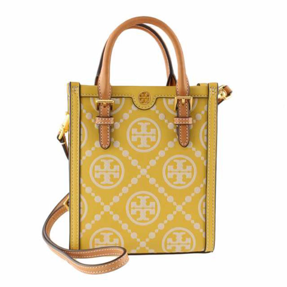 TORY BURCH - 滿版LOGO皮革兩用包 (黃)