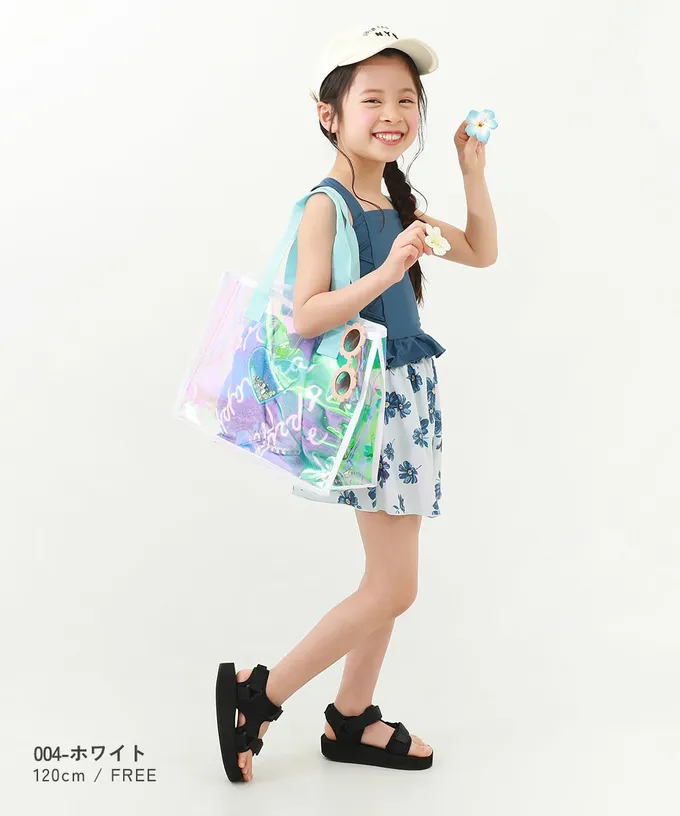 日本 devirock - 獨角獸色系閃亮PVC游泳/玩水包-愛心-粉紅