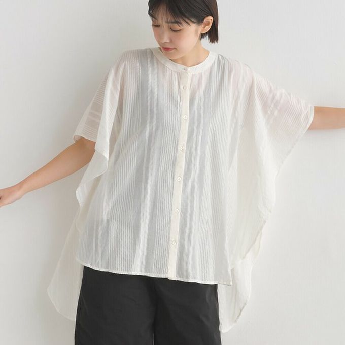 日本 OMNES - 100%印度棉 大寬袖清爽襯衫-莓果紫