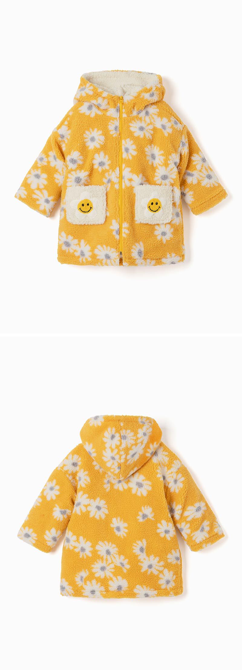 韓國 OZKIZ - 搖粒絨微笑雛菊大衣