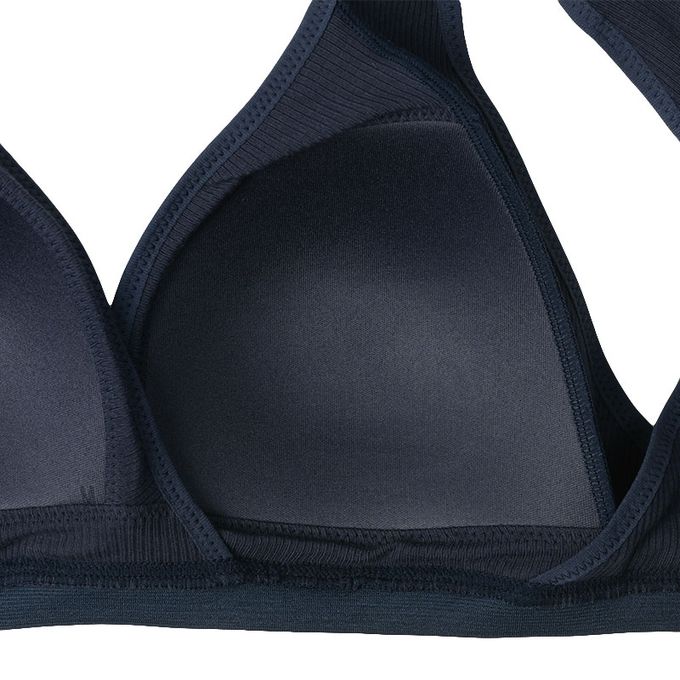 akachan honpo - 輕鬆哺乳 半截式內衣-羅紋 鉤扣款-深藍色