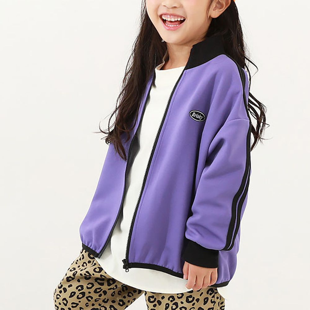 小立領側線條運動風夾克-紫羅蘭x黑