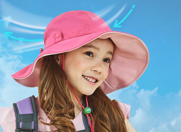 韓國 Victoria & Friends - UPF 50+ 防潑水透氣軟鋼絲遮陽帽(附口哨)-草莓粉