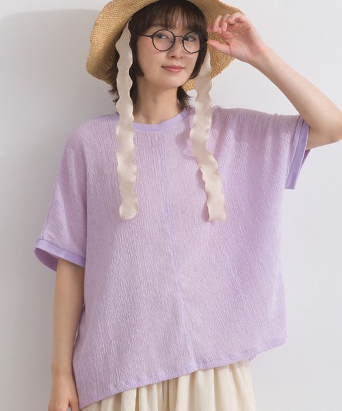 日本 Lupilien - 嫘縈混紡細緻羅紋圓領短袖上衣-青檸綠