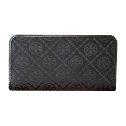 TORY BURCH - 緹花滿版LOGO對開長夾 (黑色)