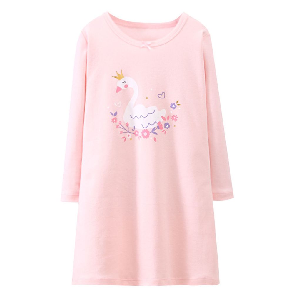MAMDADKIDS - 純棉長袖睡裙-天鵝-粉色