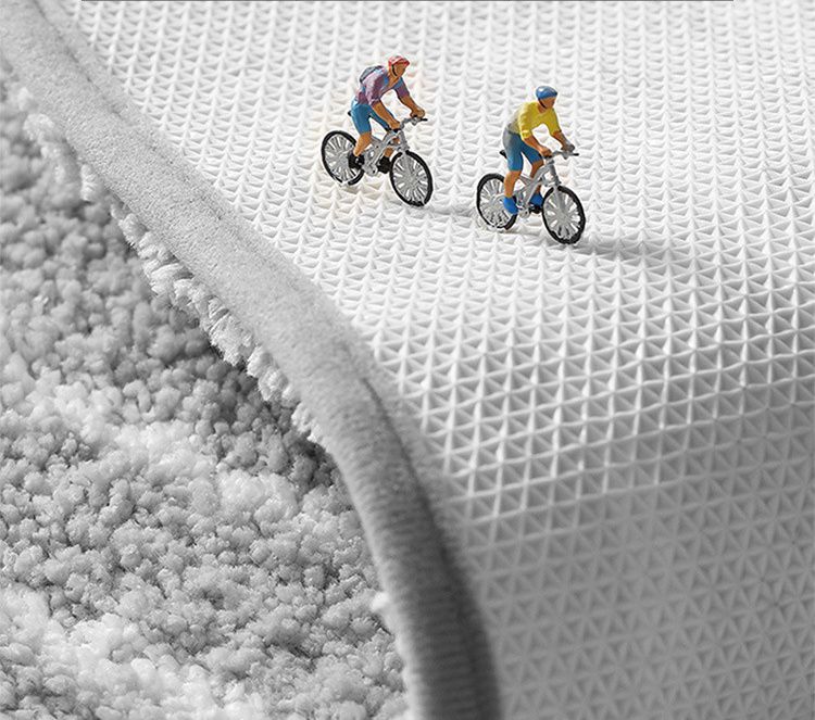 北歐風加厚快速吸水植絨浴室腳踏墊-流水波紋-深藍色