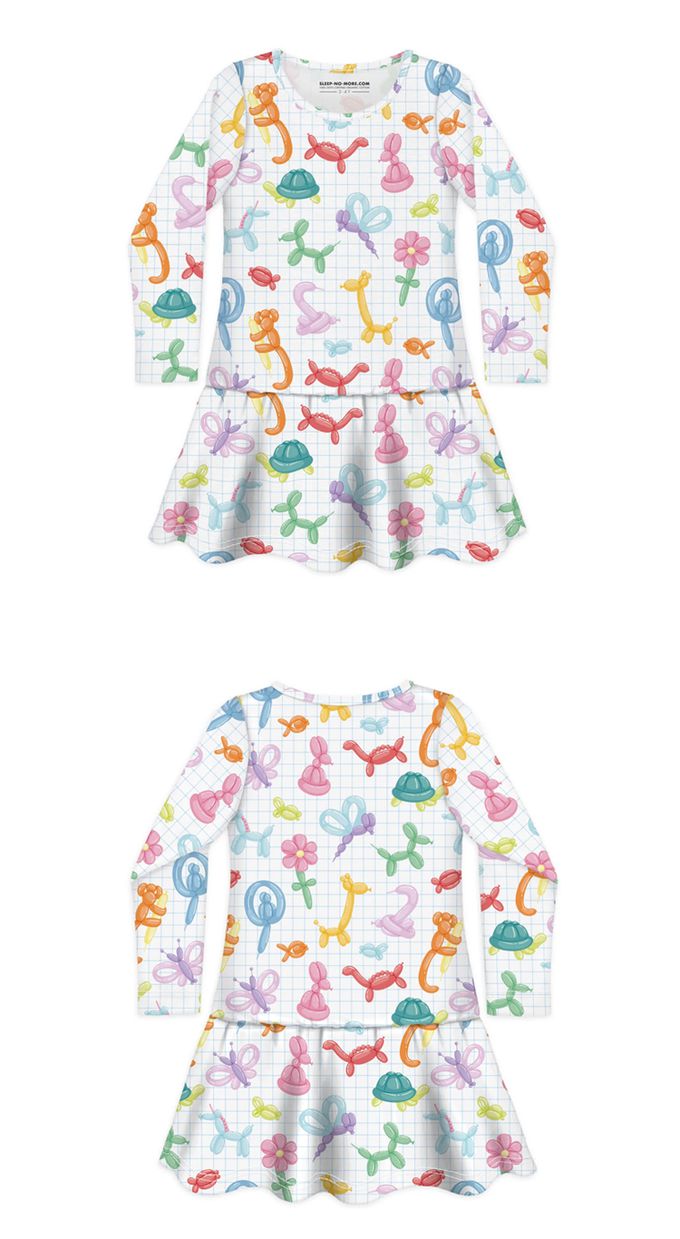 英國 SLEEP NO MORE - 100% 有機棉長袖連身裙-童趣造型氣球