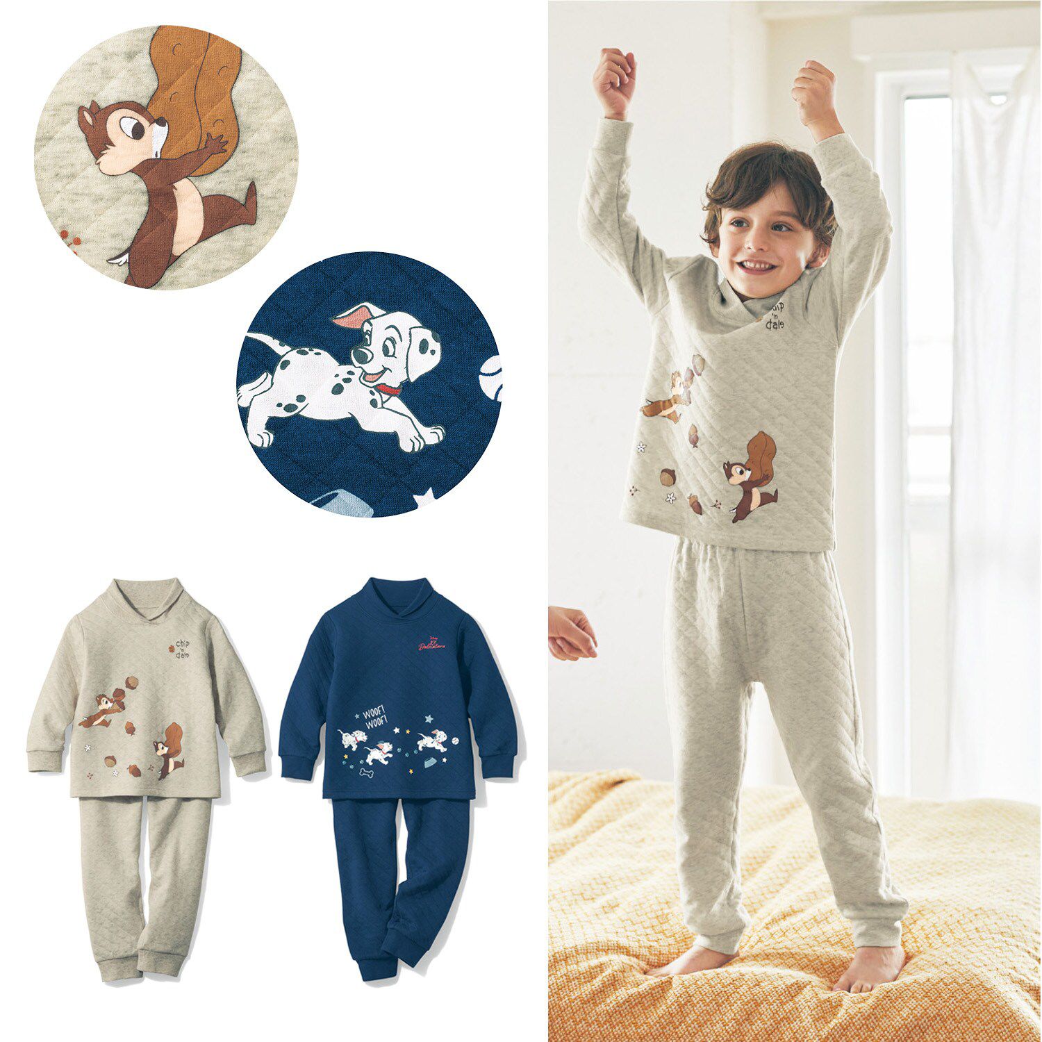 日本千趣會 - 迪士尼 純棉長袖家居服-奇奇蒂蒂果實-燕麥