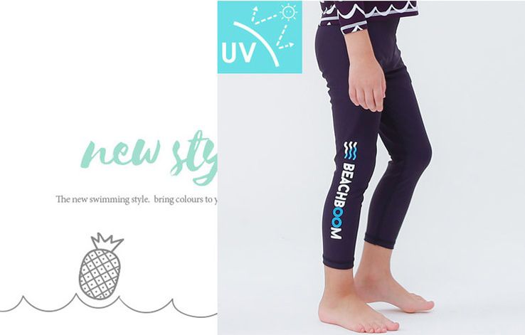 韓國 Beach Boom - UPF50+九分游泳褲-黑