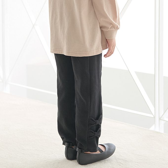 日本 Lycee mine - 定番蝴蝶結簡潔舒適長褲-灰藍