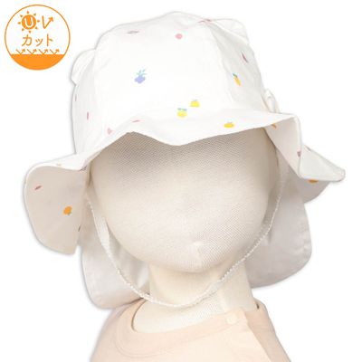 akachan honpo - 耳朵造型帽-水果印花-米白色