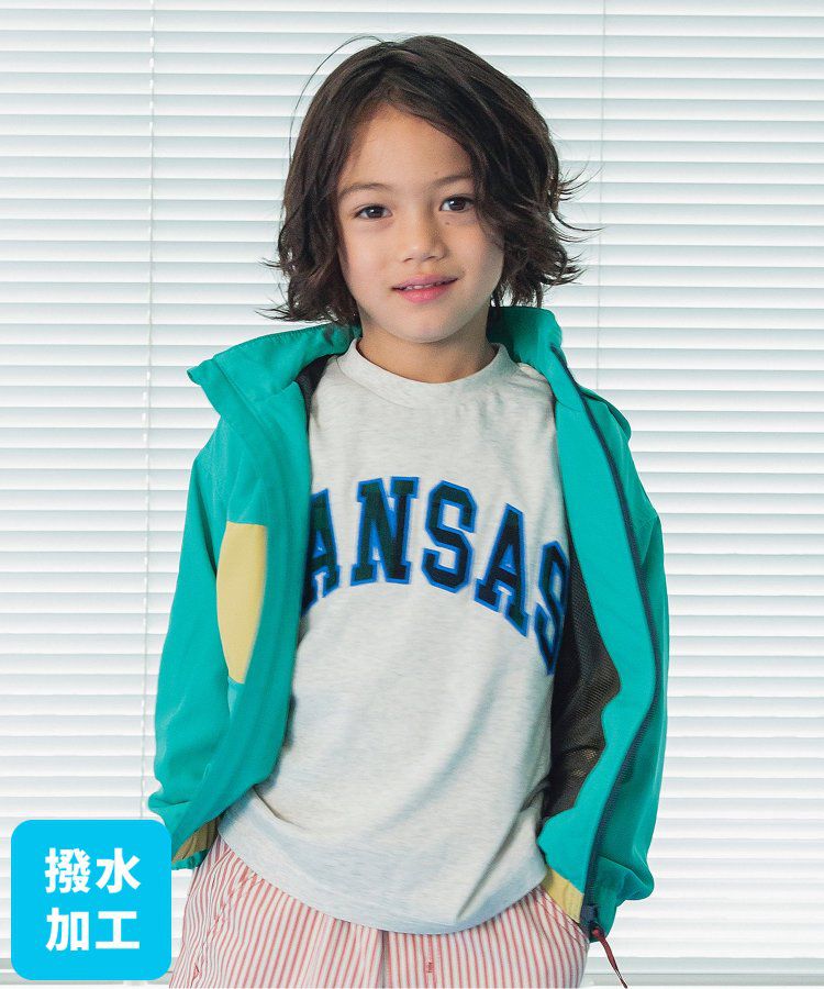 日本 BREEZE - 潑水加工 繽紛連帽防風外套-萊姆