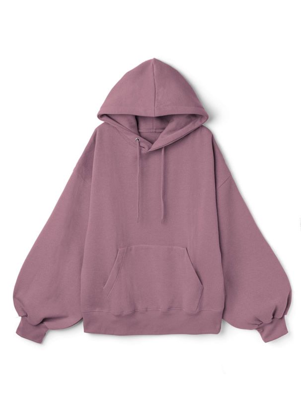 日本 GRL - 休閒舒適刷毛保暖帽T-灰米 (F)