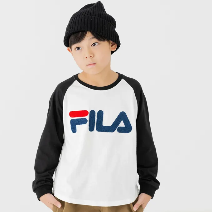 日本 Chil2 - FILA聯名 品牌刺繡長袖上衣-LOGO-卡其棕