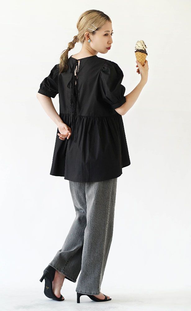 日本 zootie - 圓領可愛蝴蝶結短袖上衣-開心果綠