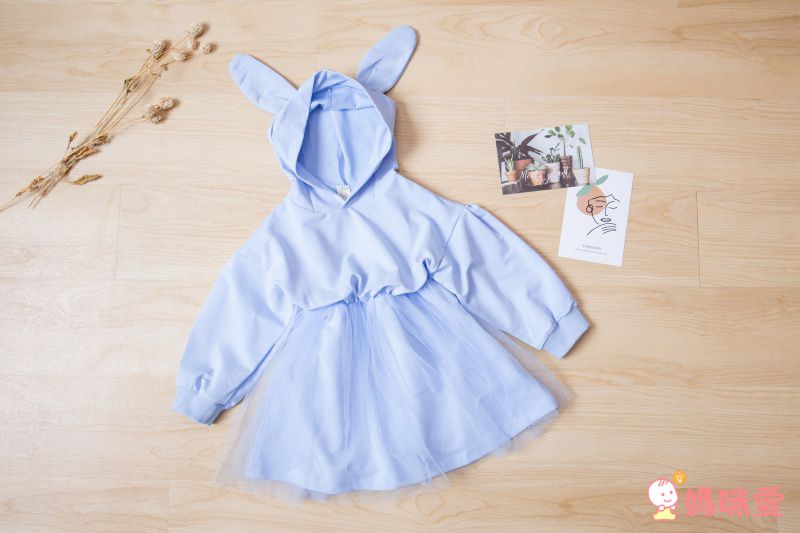 百穿不膩出門首選！超萌兔耳帽T網紗洋裝