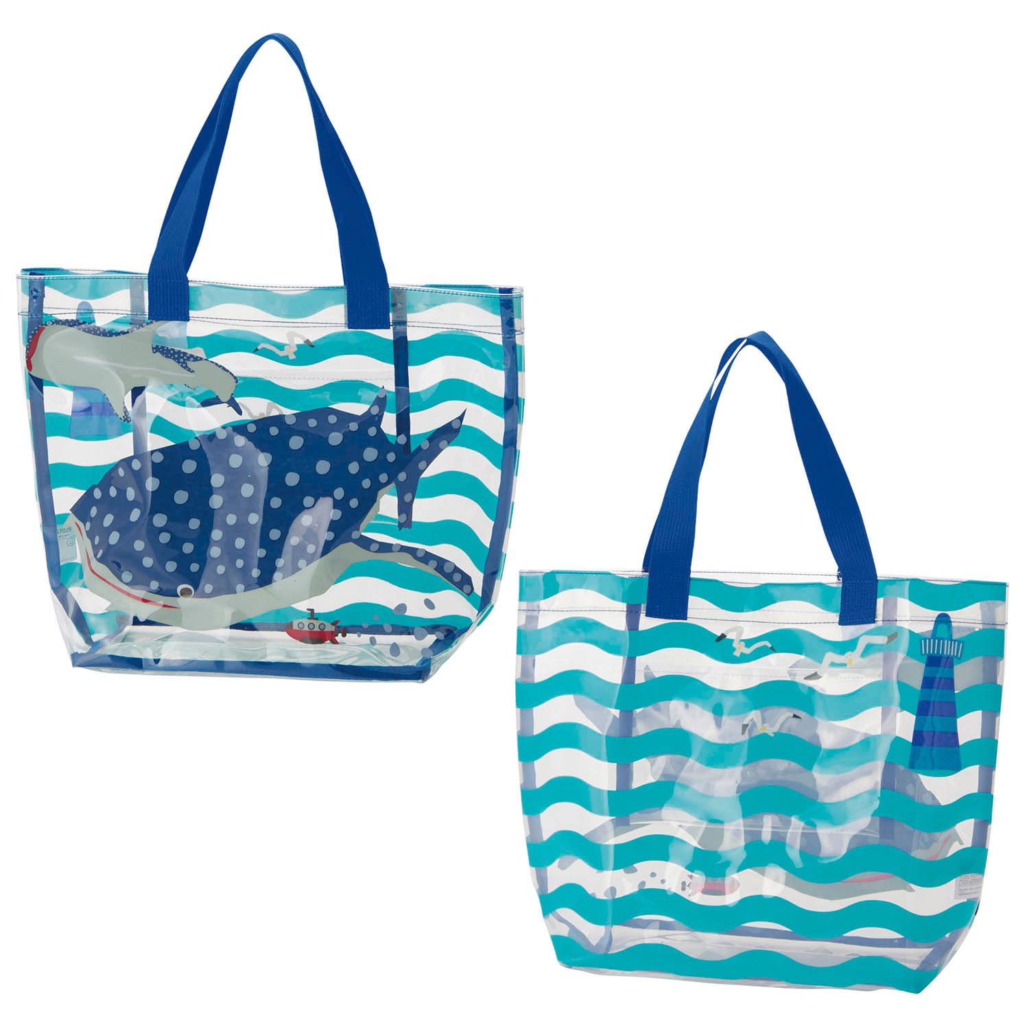 日本千趣會 - PVC防水包/游泳手提包-鯨鯊-水藍 (41×31×15cm)