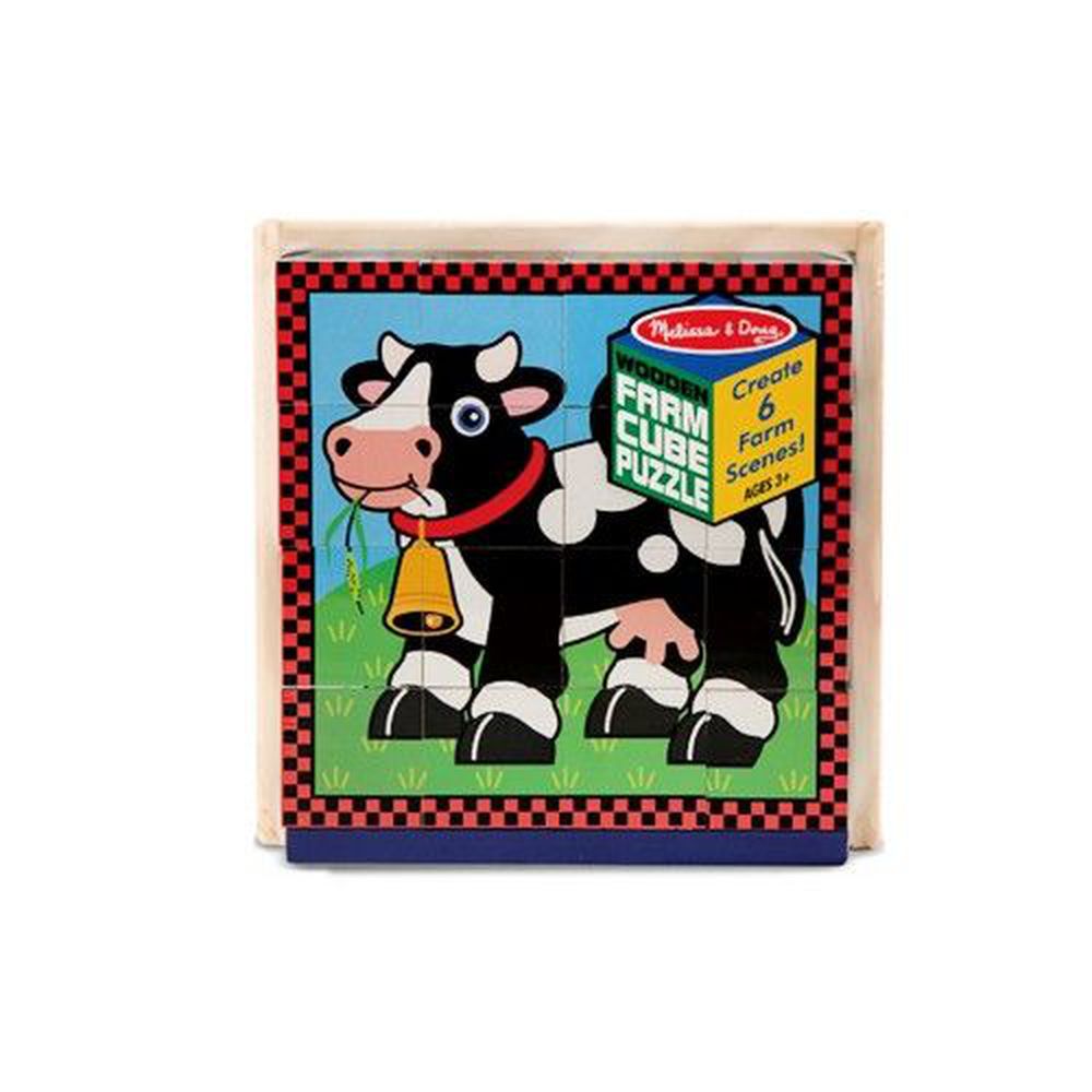美國瑪莉莎 Melissa & Doug - MD 立體方塊拼圖-農場動物-16塊
