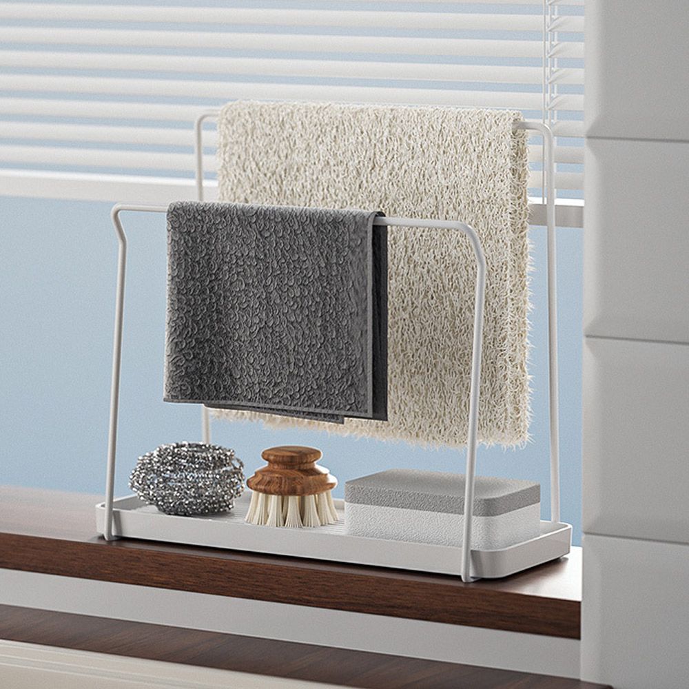 抹布晾曬架/不鏽鋼瀝水抹布架-白色 (買一送一)