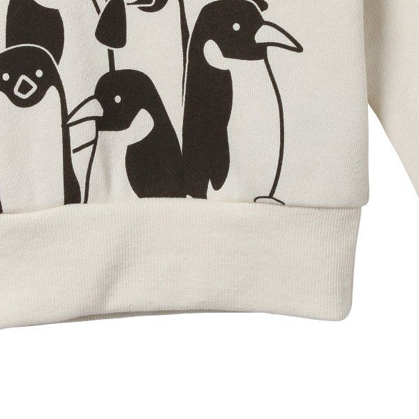 日本西松屋 - 刷毛圓領印花長袖上衣-小怪獸們-燕麥