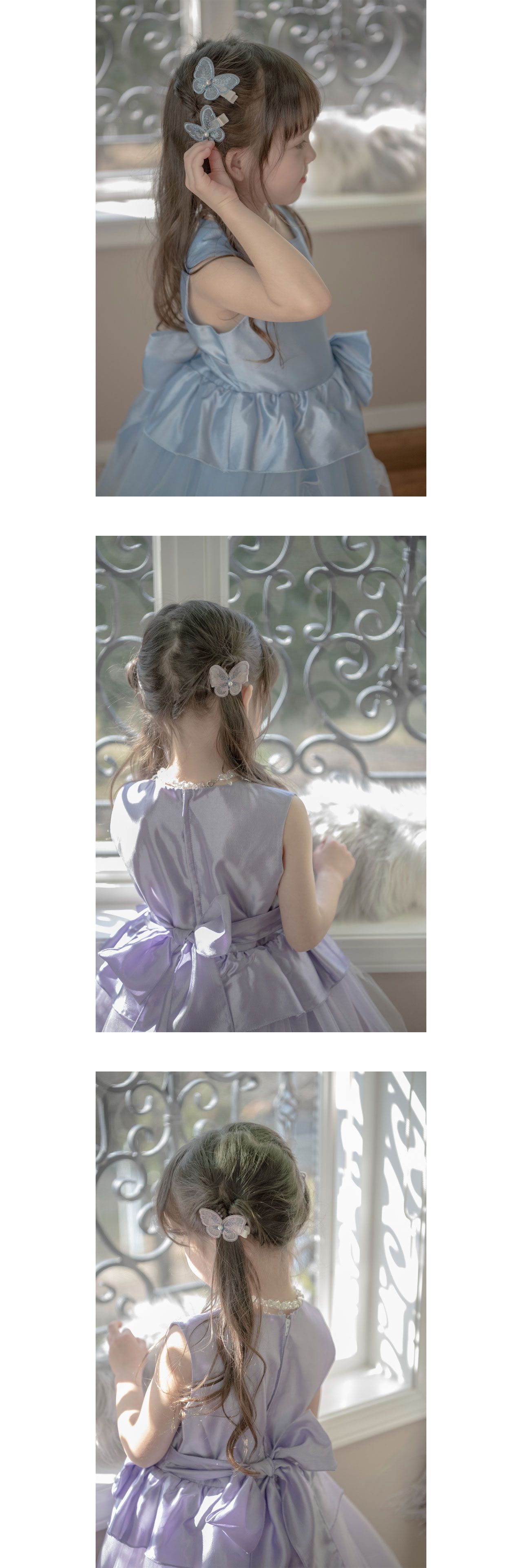 日本 Catherine Cottage - 優雅蝴蝶刺繡髮夾(同色2個一組)-粉紫