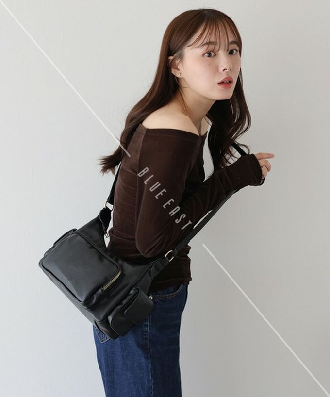 日本 BLUE EAST - 復古時尚多口袋迷你肩背包-黑