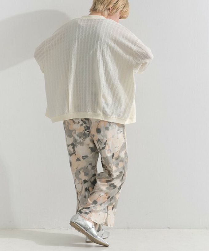 日本 le colis - [人氣款]柔和季節感印花輕盈寬褲-暈染-灰卡其