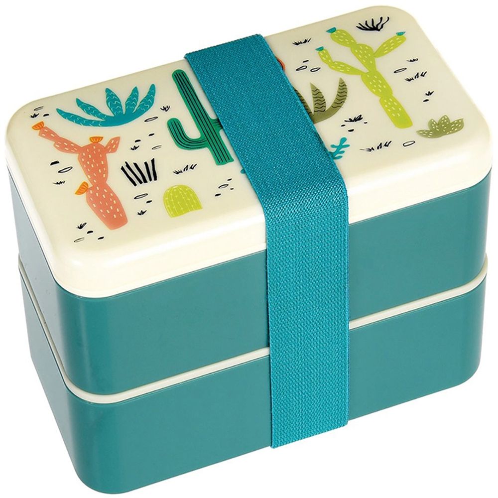 英國 Rex London - 方形三層午餐盒/便當盒/野餐盒(附3入餐具)-沙漠世界