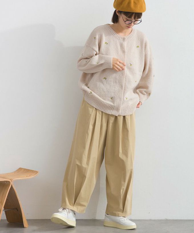 日本 Lupilien - 低調小花刺繡圓領開襟針織外套-灰