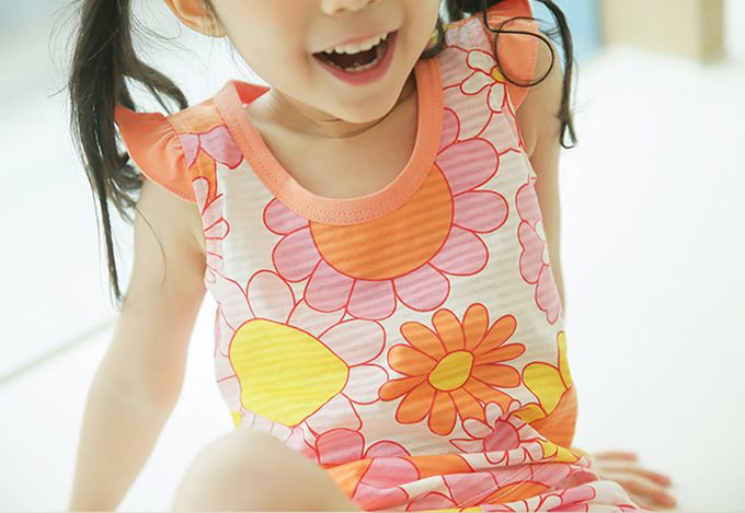 正韓 Puco - 超優質嬰幼兒/兒童無袖100% 有機棉家居服/睡衣-花花世界