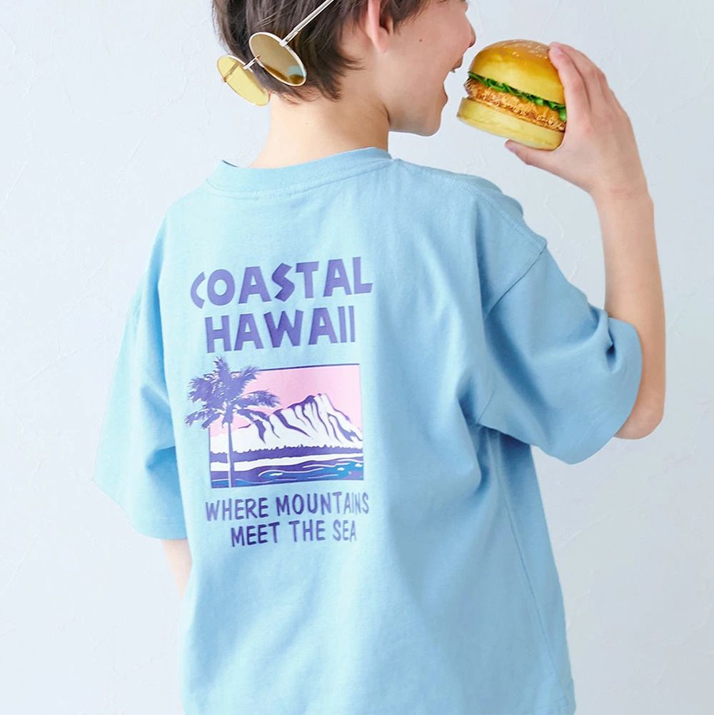 世界旅行系列 短袖上衣(小孩)-夏威夷-水藍