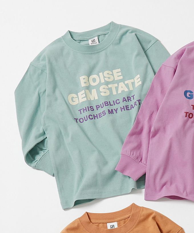 日本 devirock - 100%棉 定番印花寬版長袖上衣-幾何方塊-紫